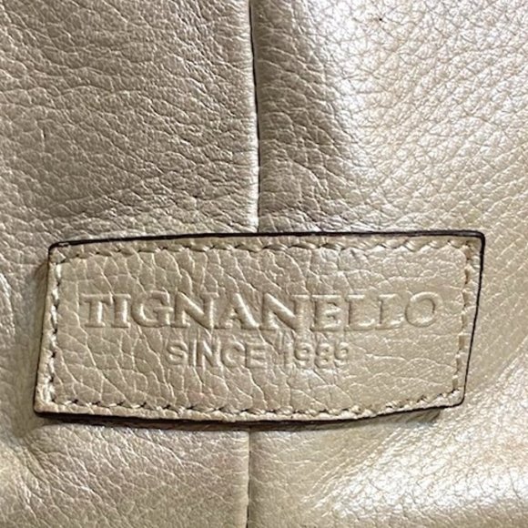 ❤️TIGNANBLLO Handbag. Shimmering Lt Cream Handbag 15 in W X 10-1/2H X 6-1/2 D /H - Picture 2 of 6
